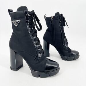 Prada Black Combat & Moto Boots